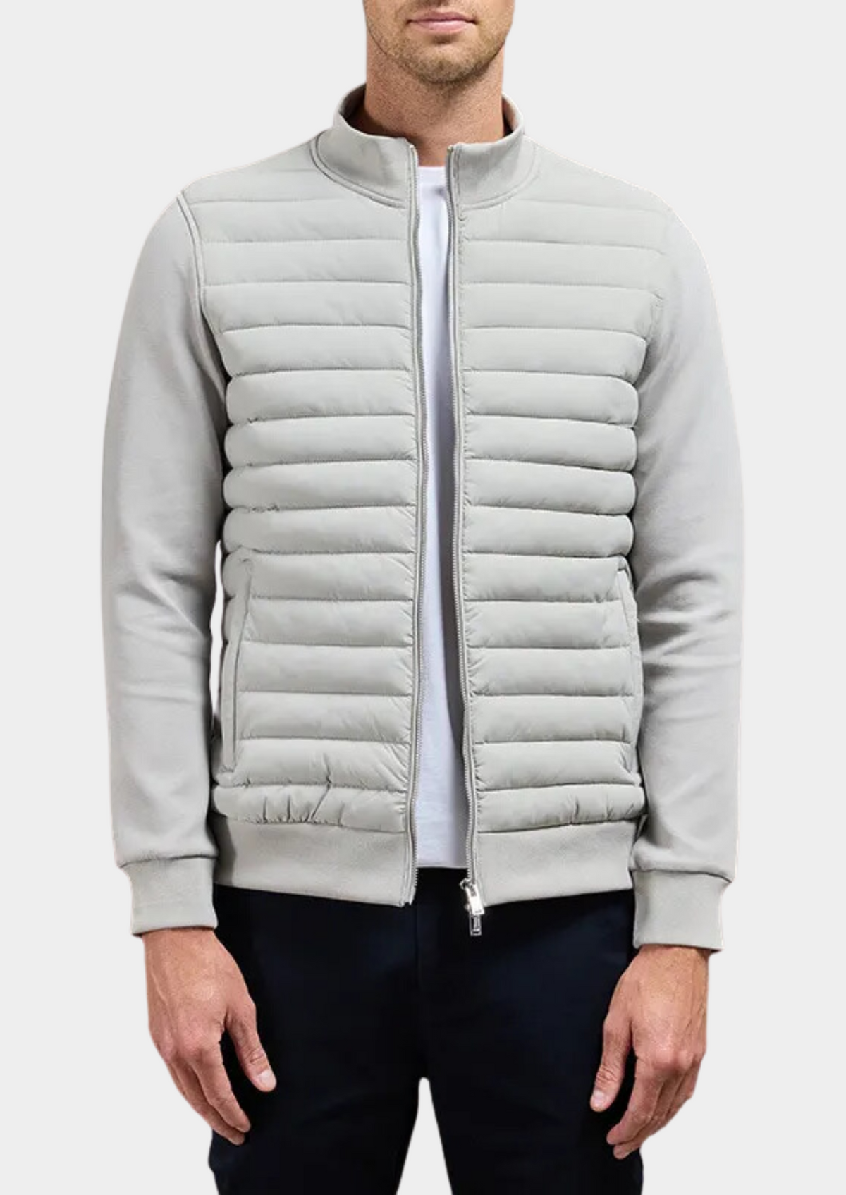 Men's Hybrid Padded Jacket – Funnel Neck Slim Fit, 3 Colours