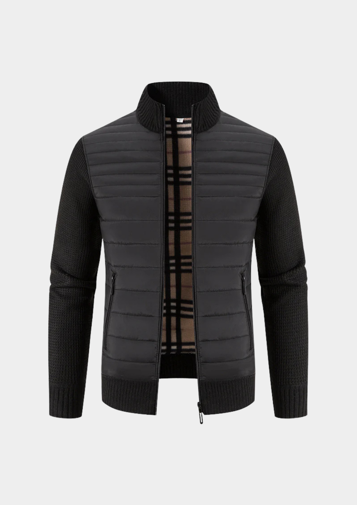 Men's Hybrid Knit Puffer Jacket – Slim Fit Padded Front, 4 Colours