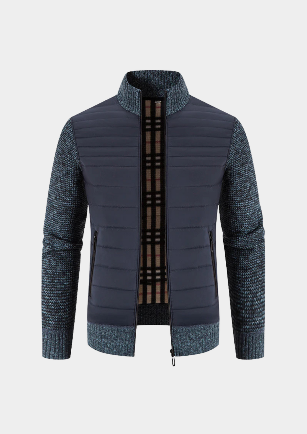 Men's Hybrid Knit Puffer Jacket – Slim Fit Padded Front, 4 Colours