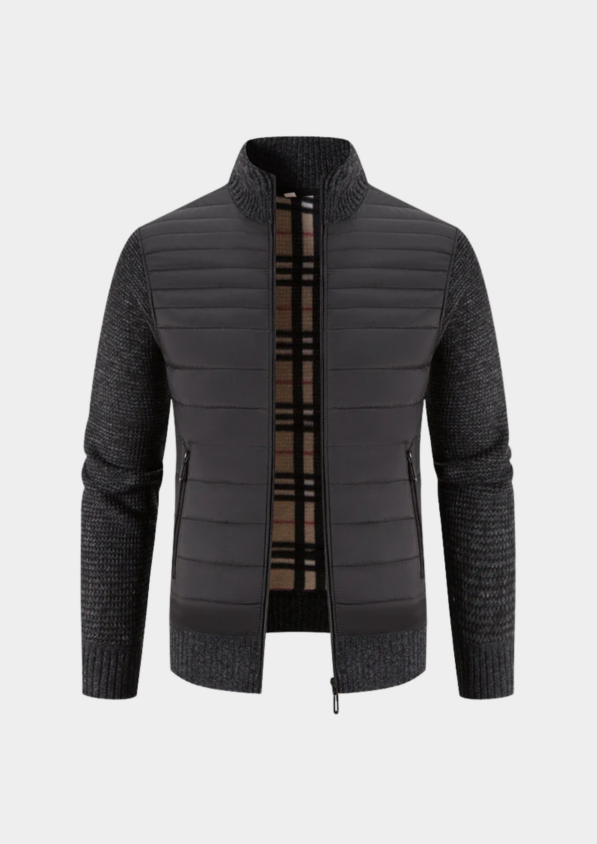 Men's Hybrid Knit Puffer Jacket – Slim Fit Padded Front, 4 Colours
