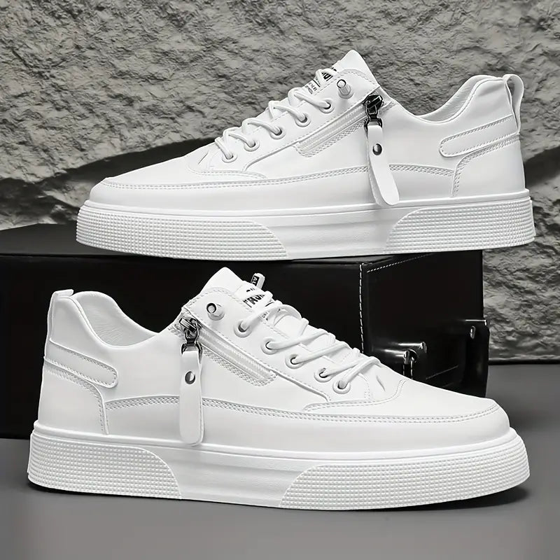 Men's Leather Trainers – Genuine Leather Cushioned Low-Top Sneakers