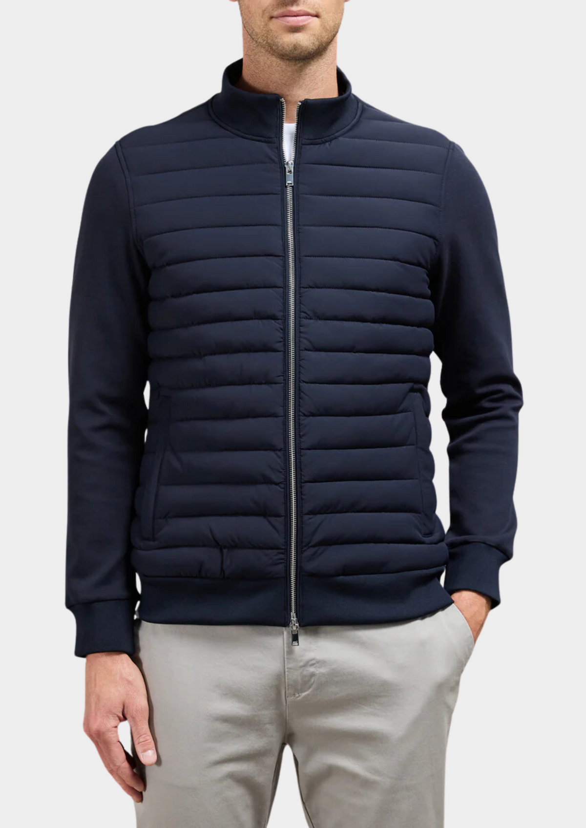 Men's Hybrid Padded Jacket – Funnel Neck Slim Fit, 3 Colours