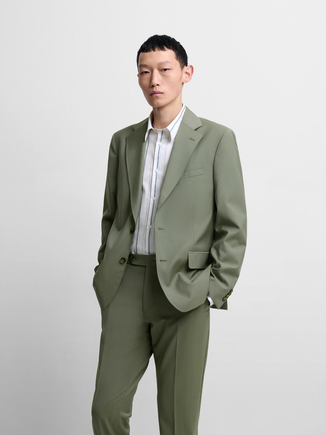 Men's Bronze Green Wool-Blend Suit – Two Piece Slim Fit Autumn Suit