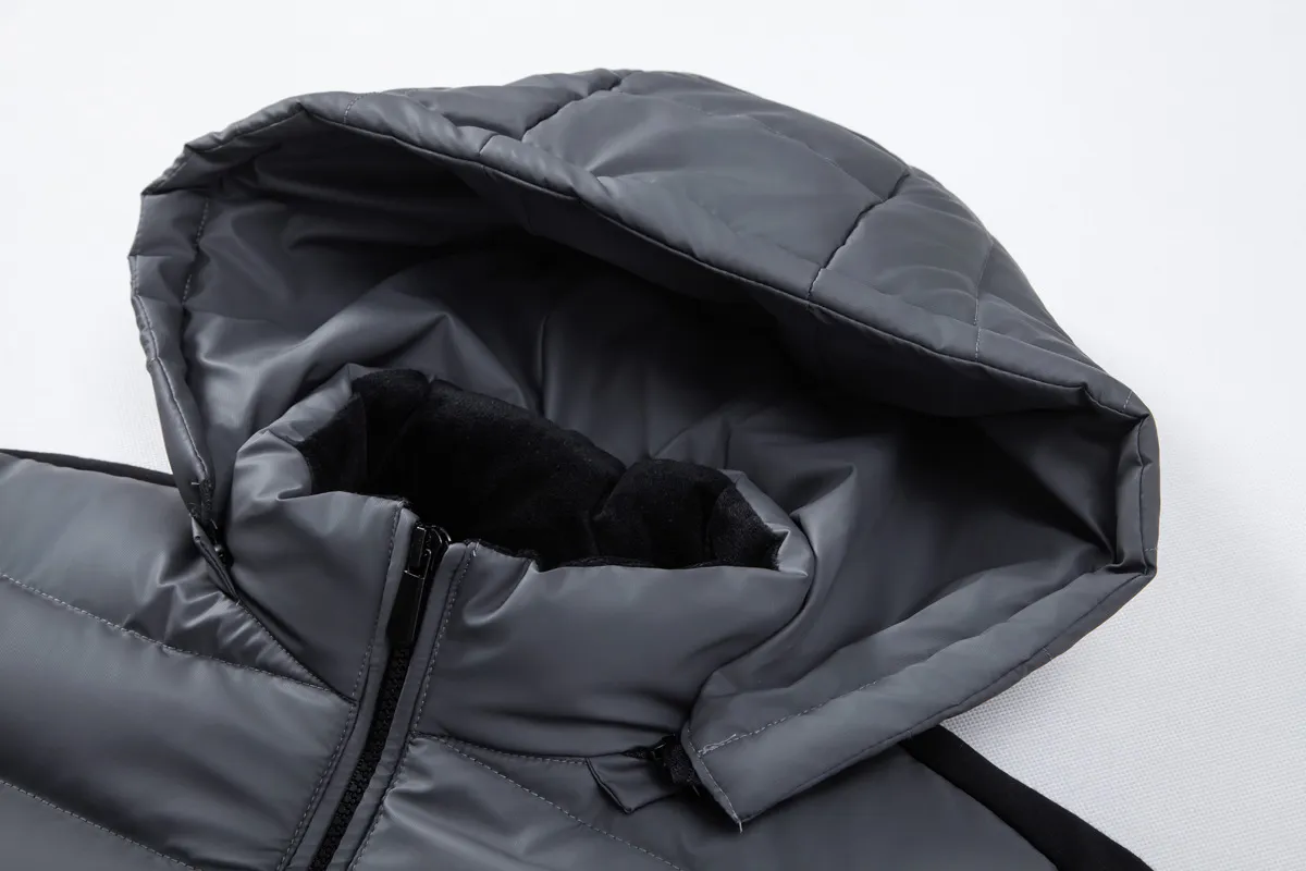 Men's Hybrid Puffer Jacket – Padded Front, Knit Sleeves, Detachable Hood, 2 Colours