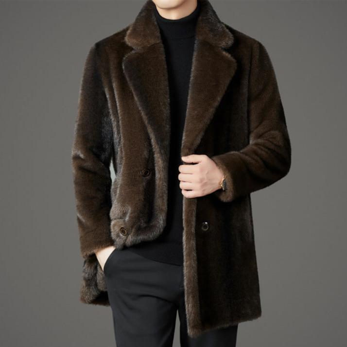 Men's Faux Fur Coat – Reversible Single-Breasted Winter Coat, 3 Colours