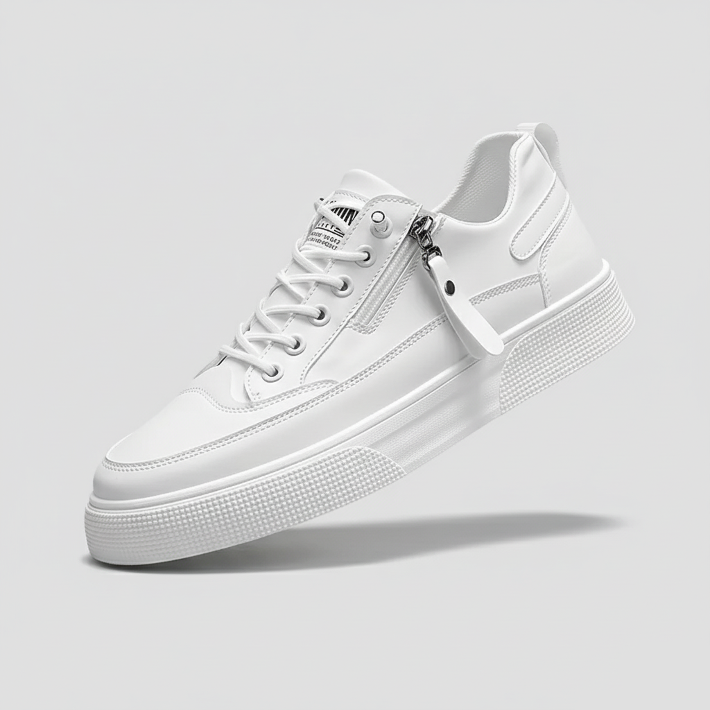 Men's Leather Trainers – Genuine Leather Cushioned Low-Top Sneakers