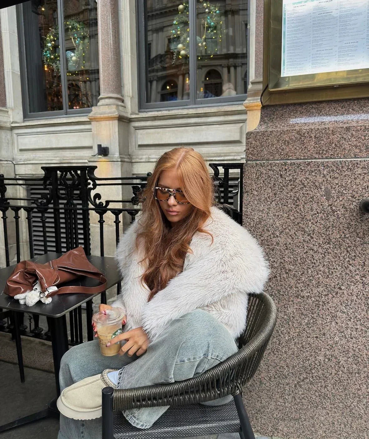 Women's Grey Faux Fur Coat – Oversized Soft Winter Coat
