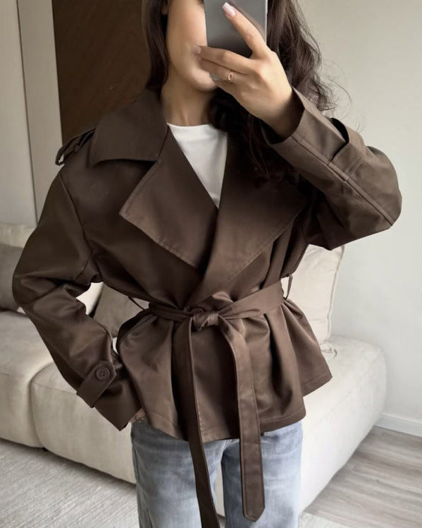Women's Belted Trench Coat – Double-Breasted Mid-Length, 9 Colours