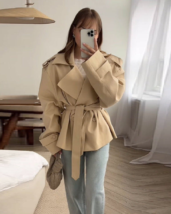 Women's Belted Trench Coat – Double-Breasted Mid-Length, 9 Colours