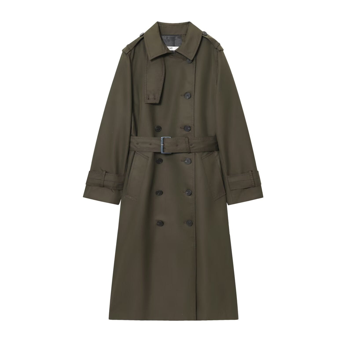 Women's Long Trench Coat – Belted Double-Breasted Winter Coat