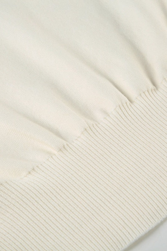Women's Off-Shoulder Ribbed Jumper – White Bardot Knit Sweater