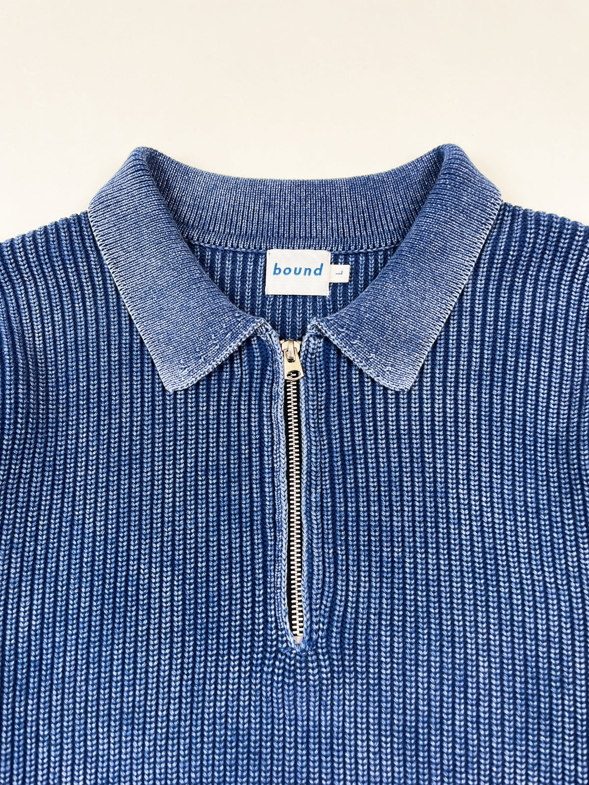 Men's Navy Acid Wash Half-Zip Knit Jumper – Collared Pullover