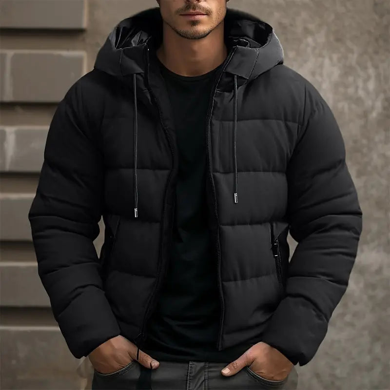 Men's Water-Repellent Puffer Jacket with Hood – Insulated Winter Coat, 3 Colours