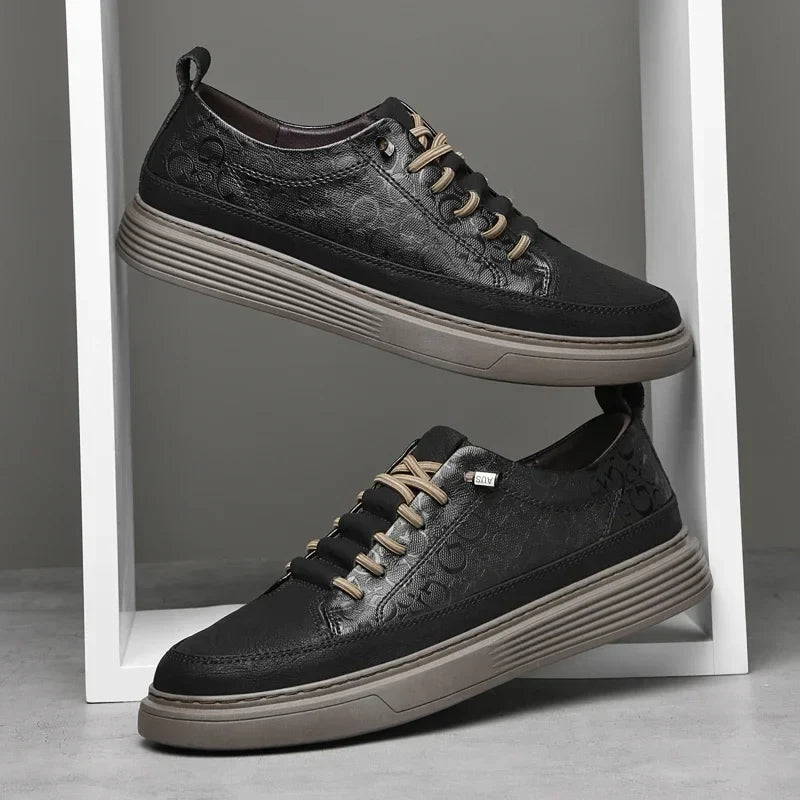 Men's Embossed Low-Top Trainers – Cushioned Casual Sneakers, 3 Colours