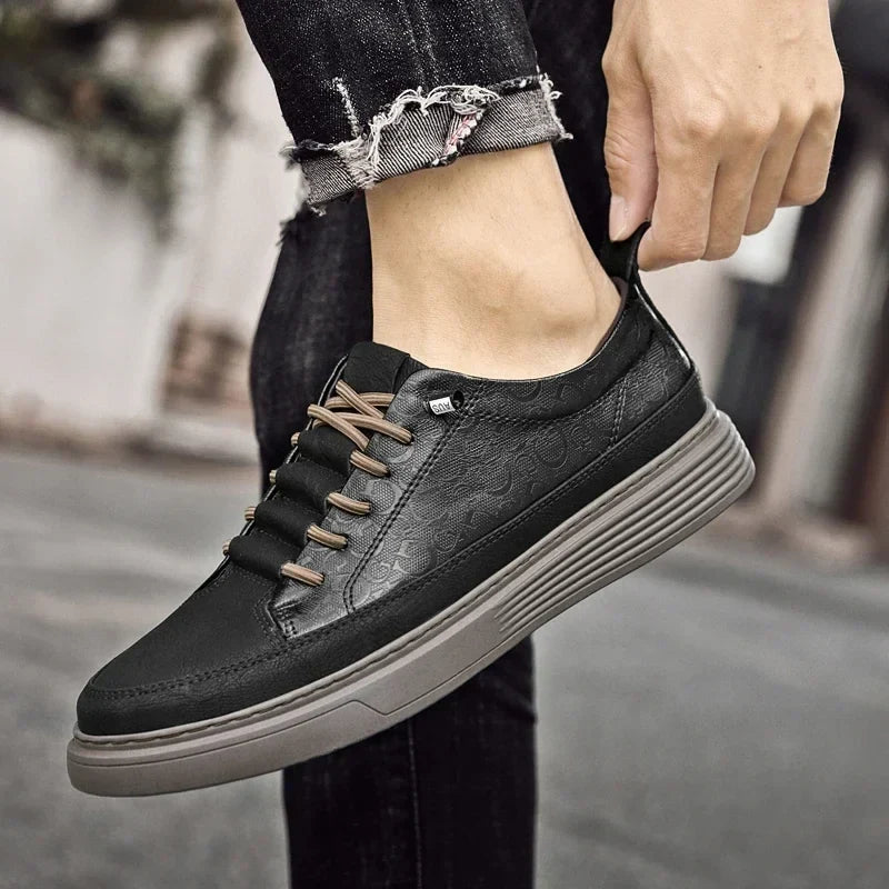 Men's Embossed Low-Top Trainers – Cushioned Casual Sneakers, 3 Colours