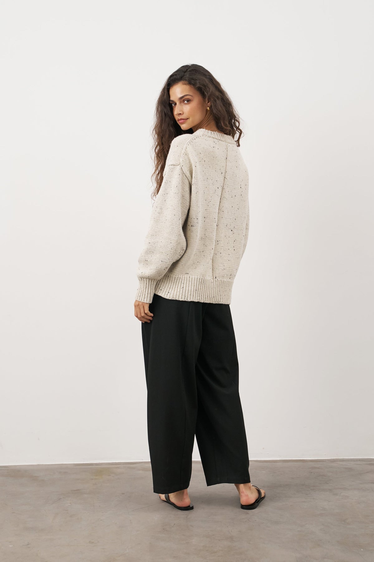 Women's Cotton Nep Jumper – Oversized Boyfriend Knit Sweater