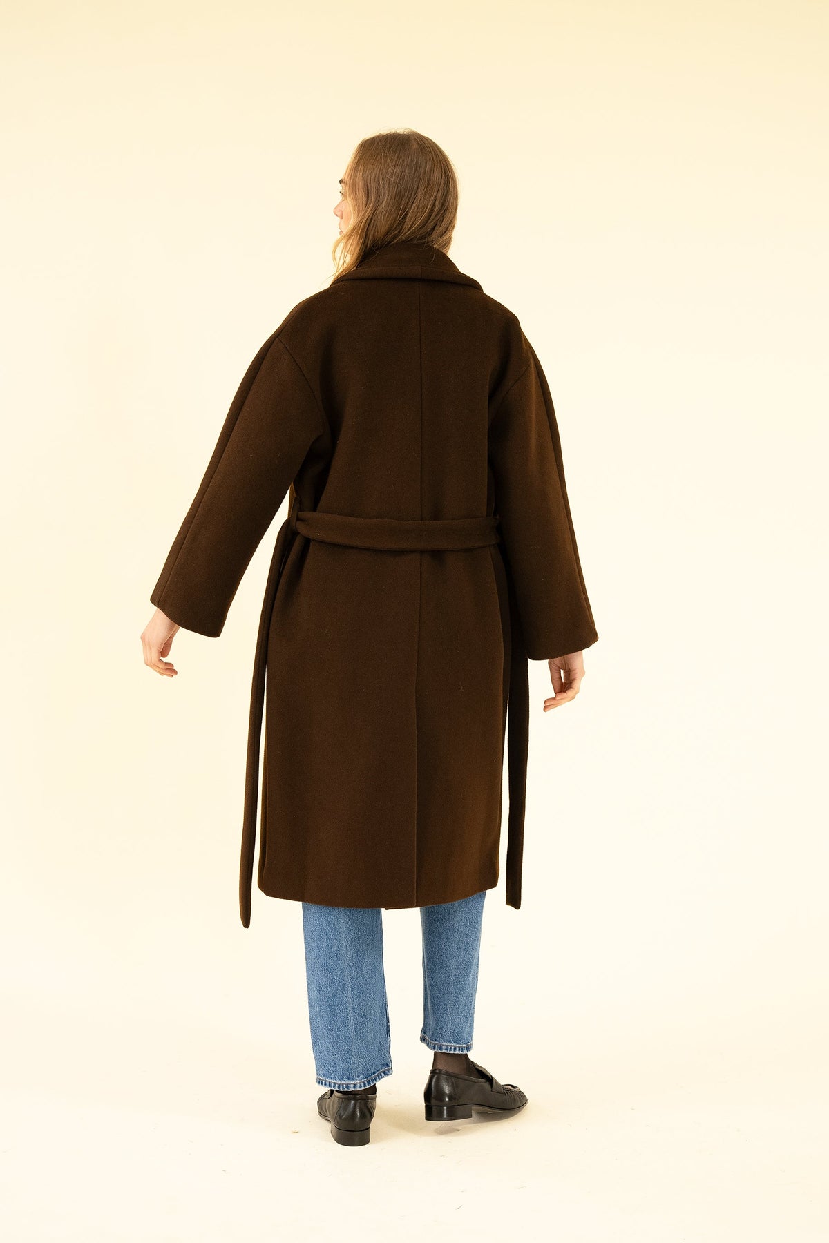Women's Brown Wool-Blend Coat – Oversized Long Winter Coat