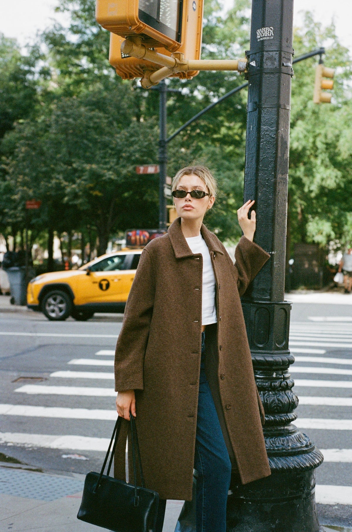 Women's Brown Bouclé Wool-Blend Coat – Belted Winter Coat