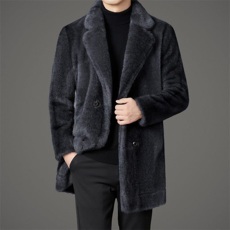 Men's Faux Fur Coat – Reversible Single-Breasted Winter Coat, 3 Colours