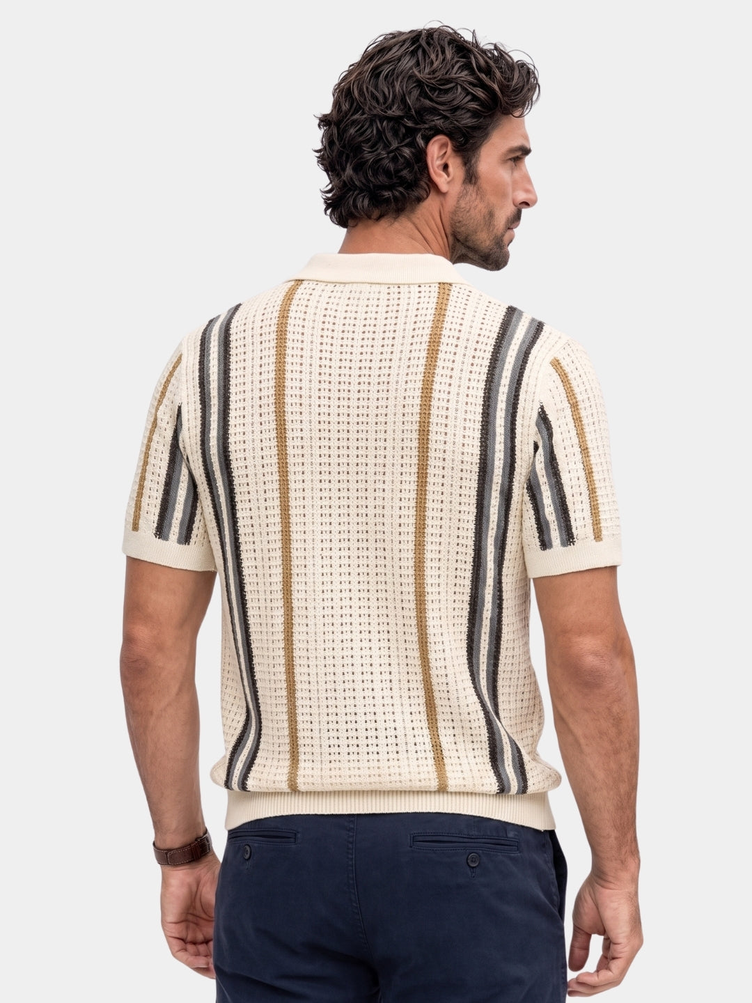 Men's Textured Knit Polo Shirt – Short Sleeve Knitted Polo, 2 Colours