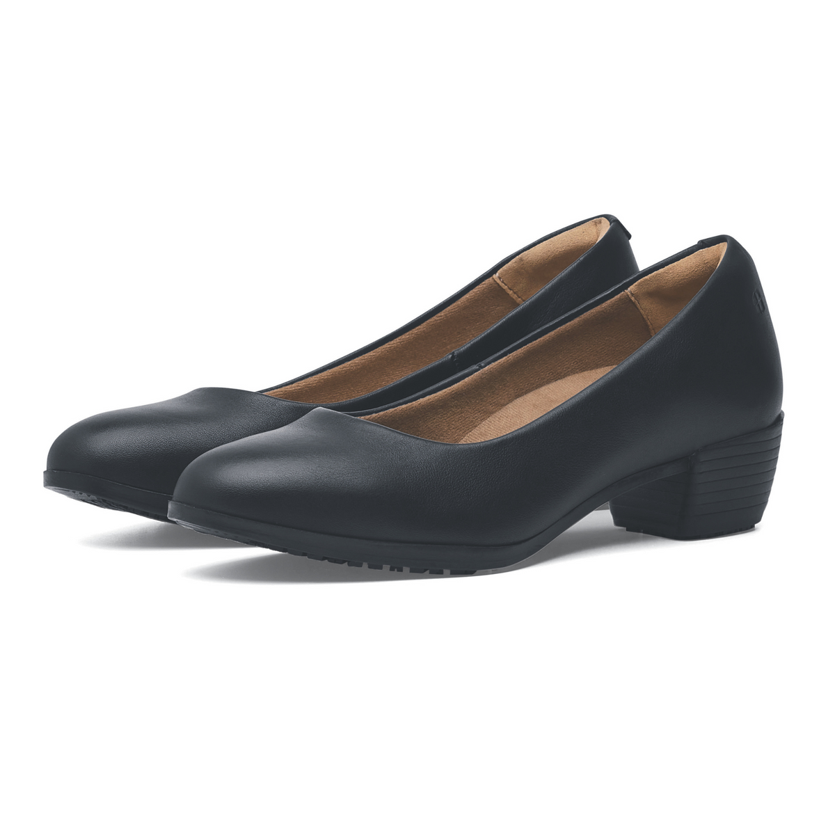 Women's Black Court Shoes – Low Block Heel Comfort Work Shoes