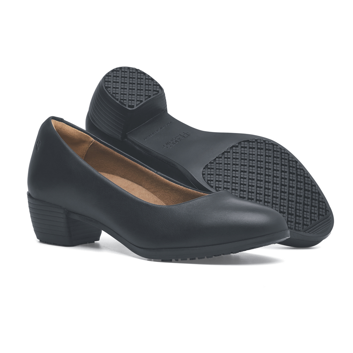 Women's Black Court Shoes – Low Block Heel Comfort Work Shoes