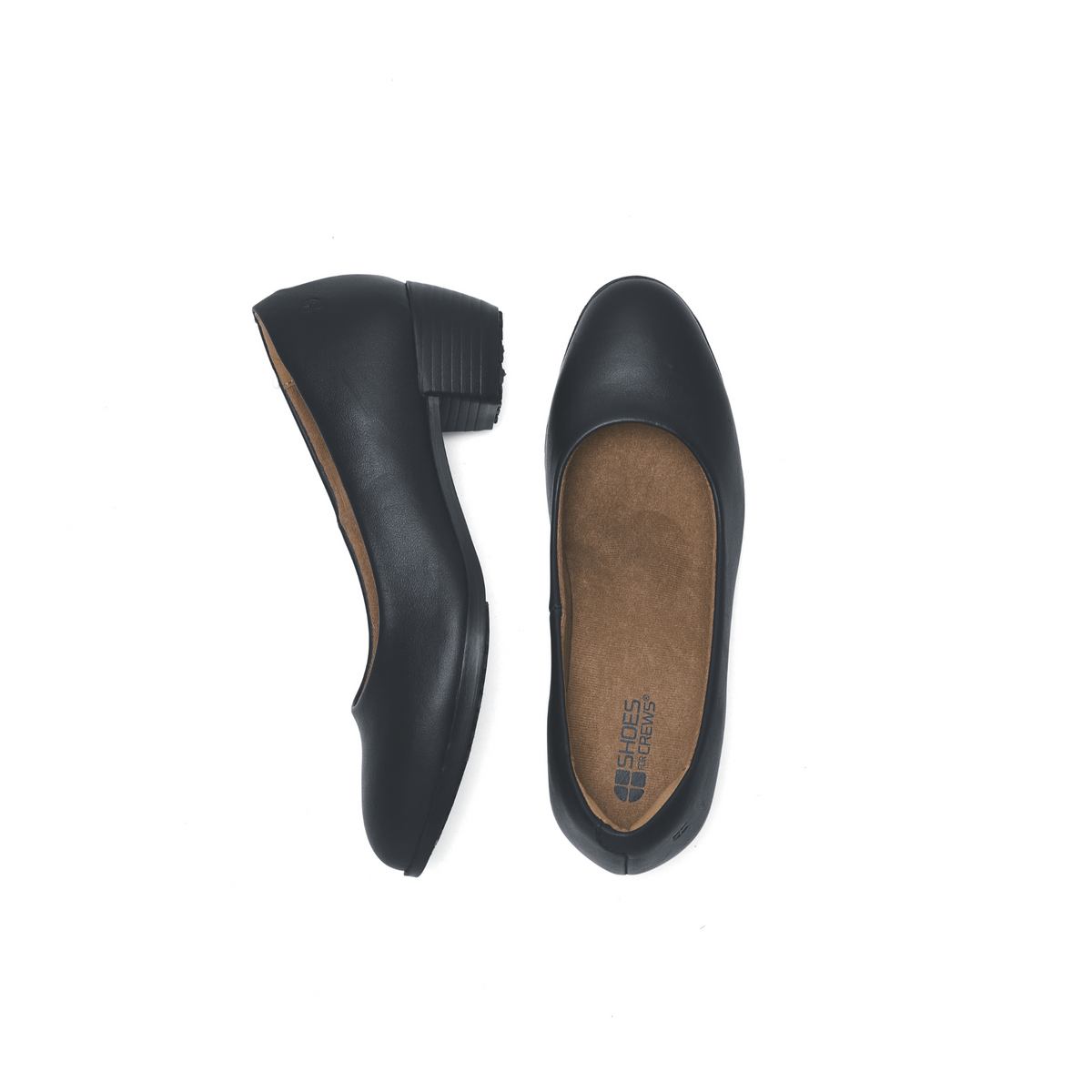Women's Black Court Shoes – Low Block Heel Comfort Work Shoes