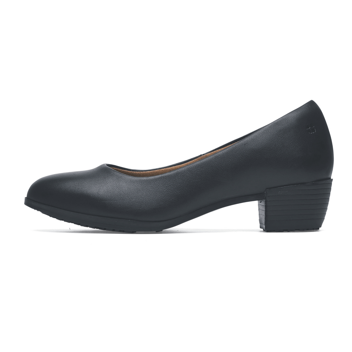 Women's Black Court Shoes – Low Block Heel Comfort Work Shoes