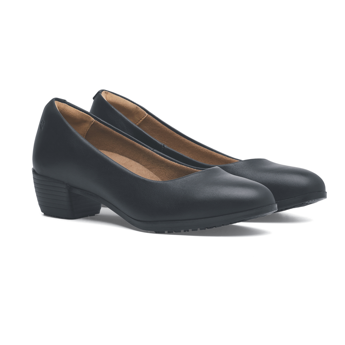 Women's Black Court Shoes – Low Block Heel Comfort Work Shoes
