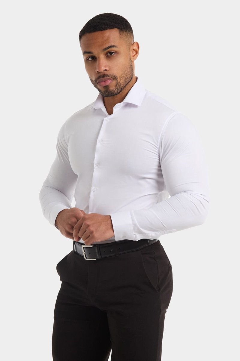 Men'S Muscle Fit Cutaway Collar Shirt In White
