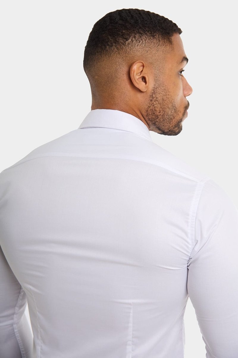 Men'S Muscle Fit Cutaway Collar Shirt In White