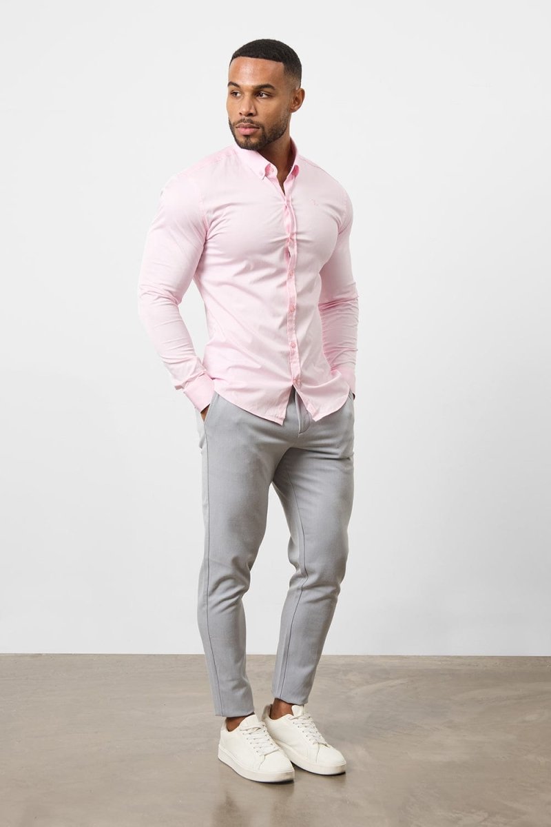Men's Pink Dress Shirt – Slim Tapered Muscle Fit Formal Shirt