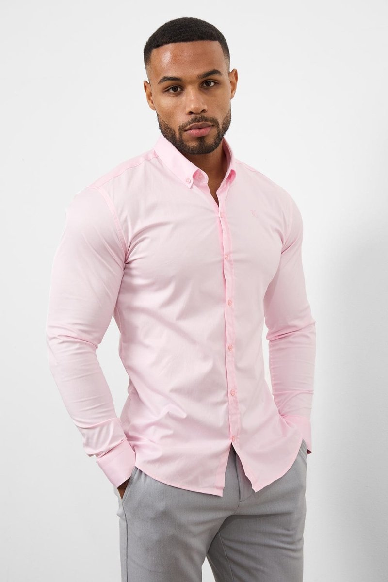 Men's Pink Dress Shirt – Slim Tapered Muscle Fit Formal Shirt