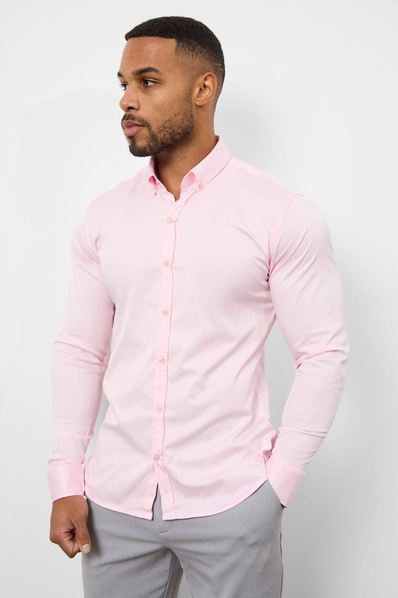 Men's Pink Dress Shirt – Slim Tapered Muscle Fit Formal Shirt