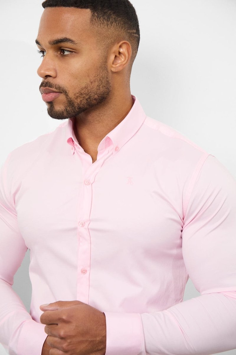 Men's Pink Dress Shirt – Slim Tapered Muscle Fit Formal Shirt
