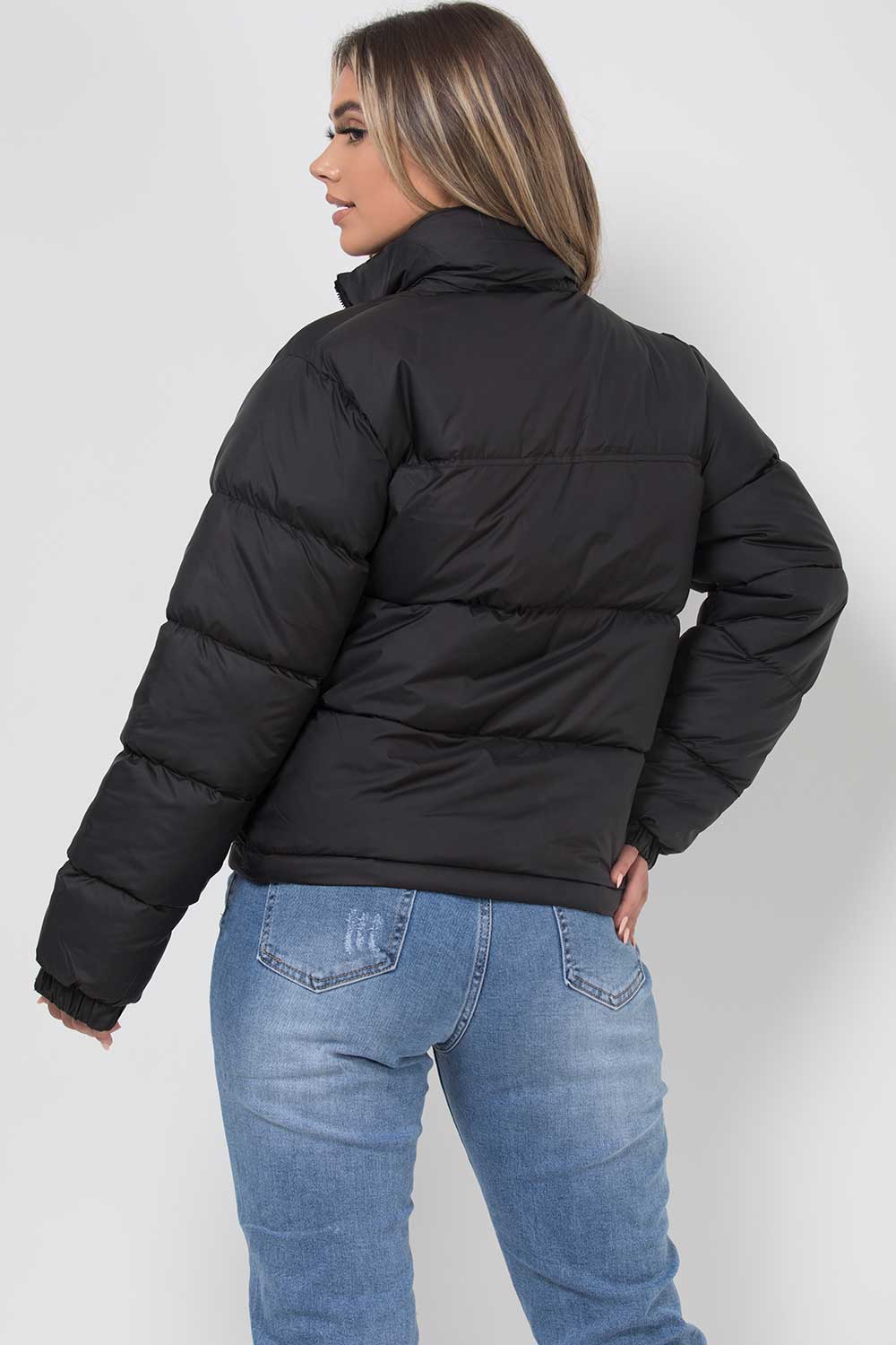 Women's Black Puffer Jacket – Quilted Padded Jacket with Concealed Hood