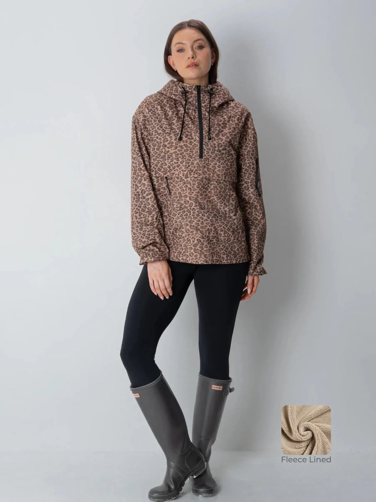 Women's Leopard Print Rain Hoodie – Relaxed Fit Hooded Rain Jacket, 3 Colours