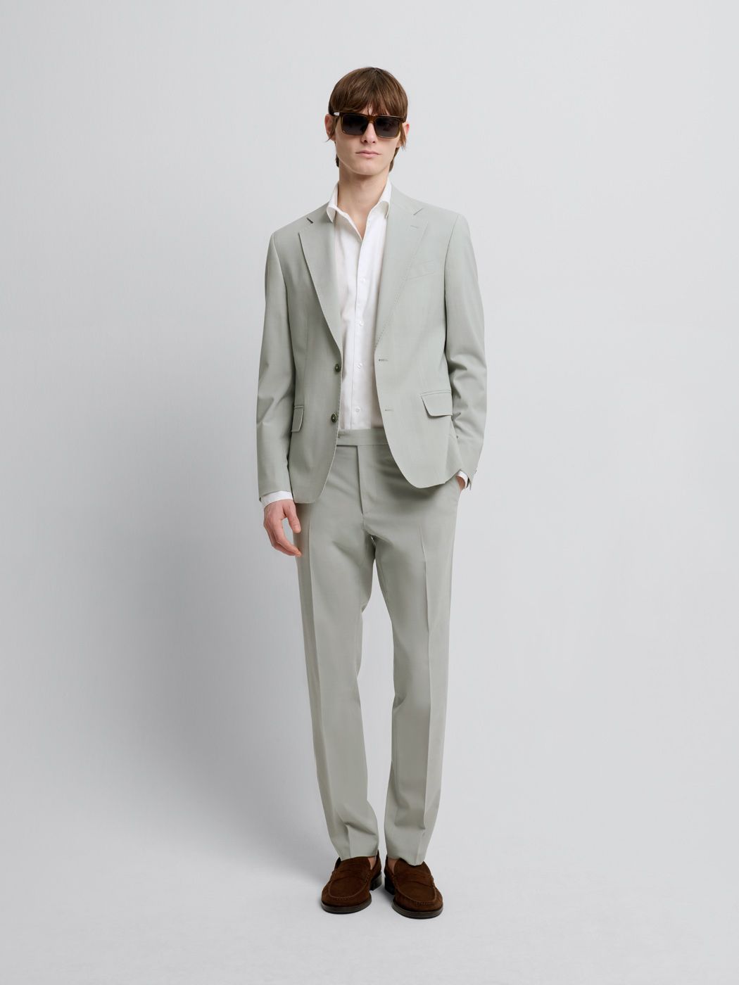 Men's Almond Green Suit – Wool-Blend Two Piece Slim Fit Suit
