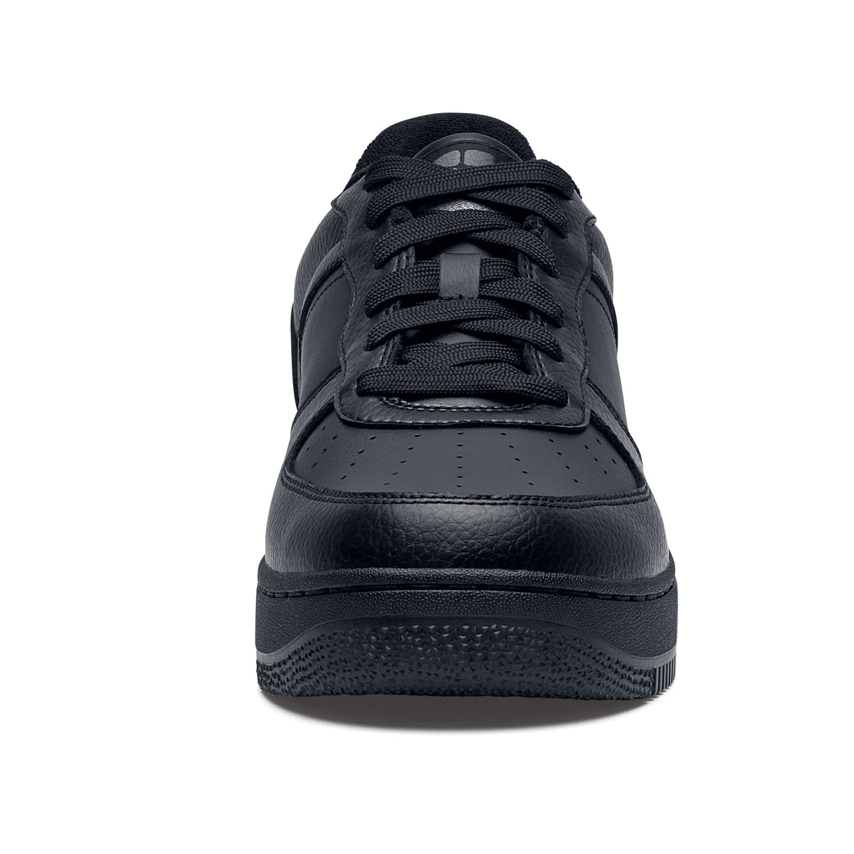 Men's Black Faux Leather Trainers – Chunky Sole Cushioned Low-Top Sneakers