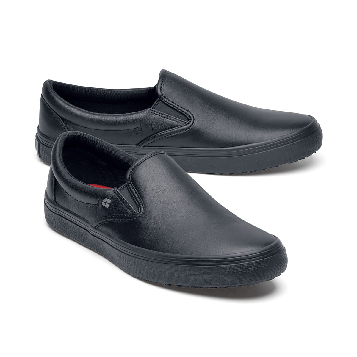 Men's Black Faux Leather Slip-On Shoes – Cushioned Comfort, No Laces