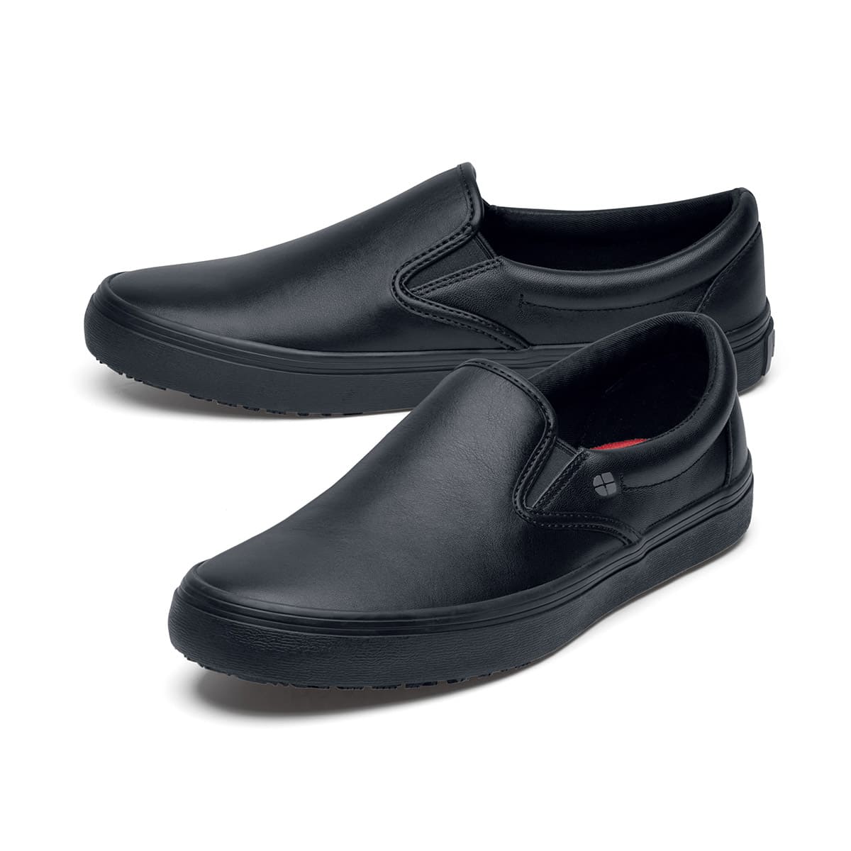 Men's Black Faux Leather Slip-On Shoes – Cushioned Comfort, No Laces