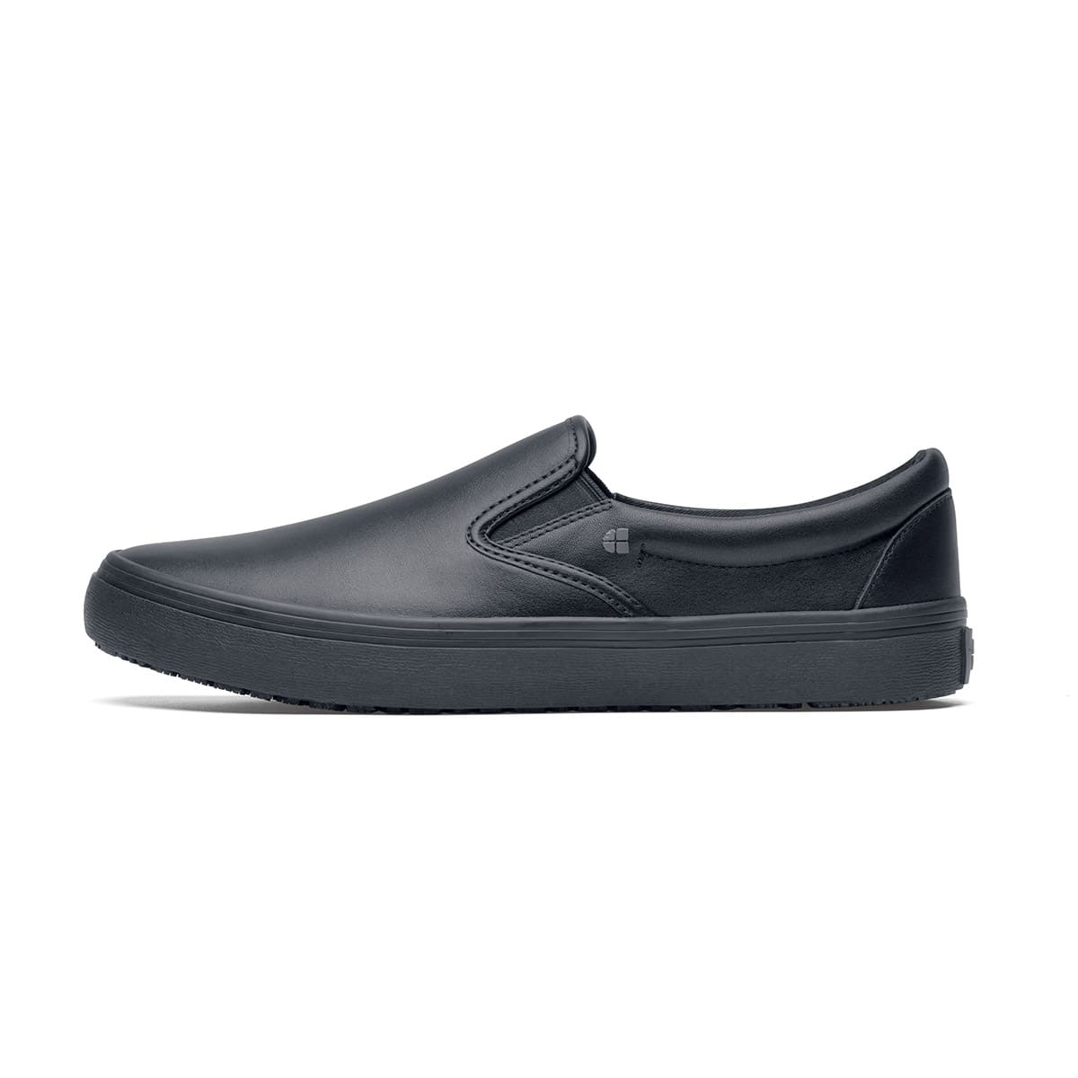 Men's Black Faux Leather Slip-On Shoes – Cushioned Comfort, No Laces