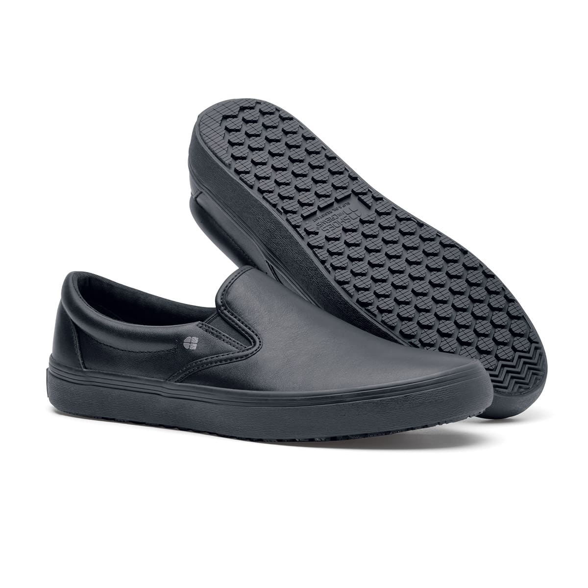 Men's Black Faux Leather Slip-On Shoes – Cushioned Comfort, No Laces