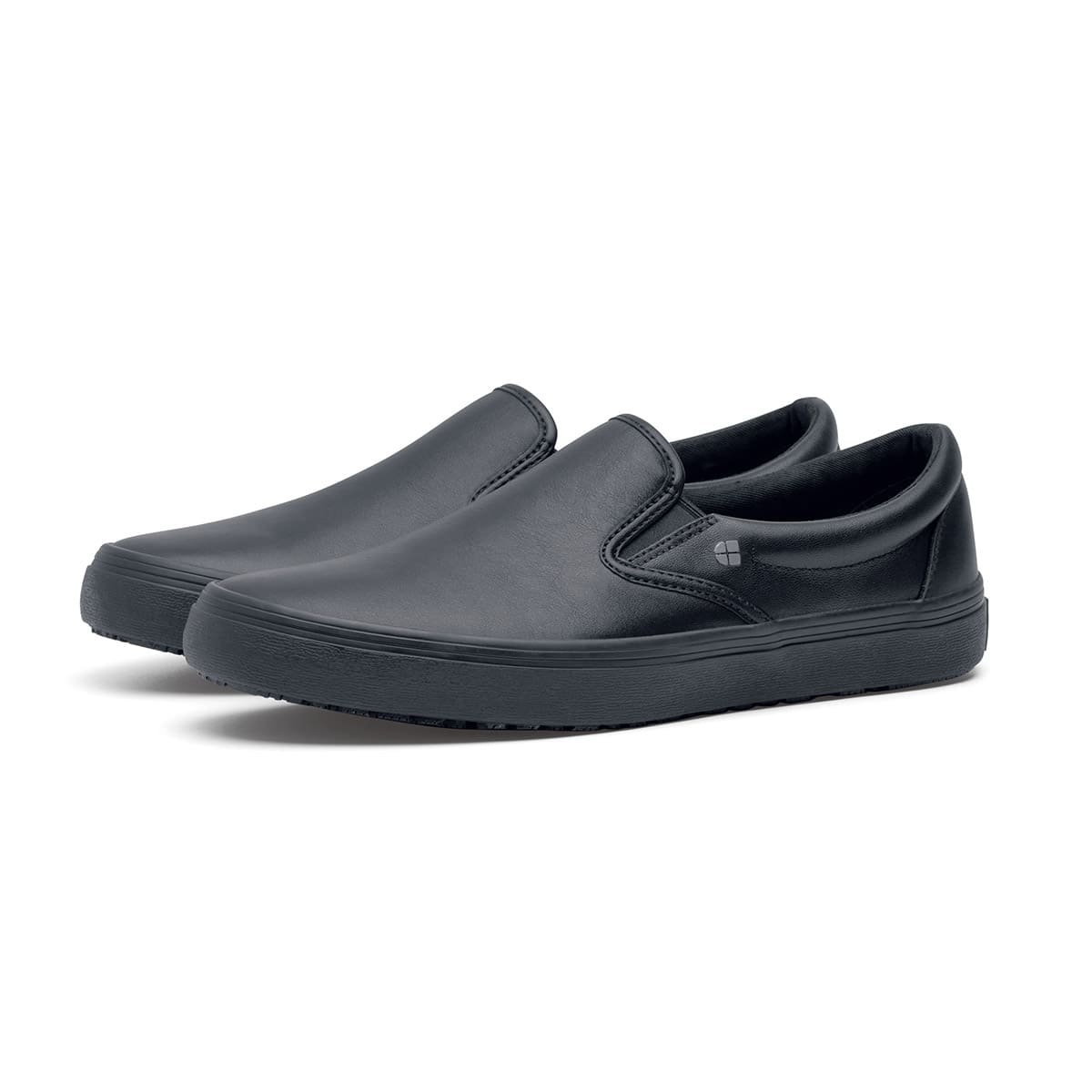 Men's Black Faux Leather Slip-On Shoes – Cushioned Comfort, No Laces