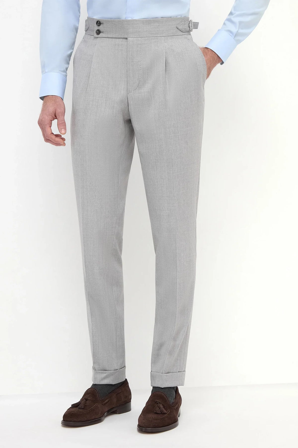 Men's Light Grey Tailored Trousers – Smart Formal Trousers