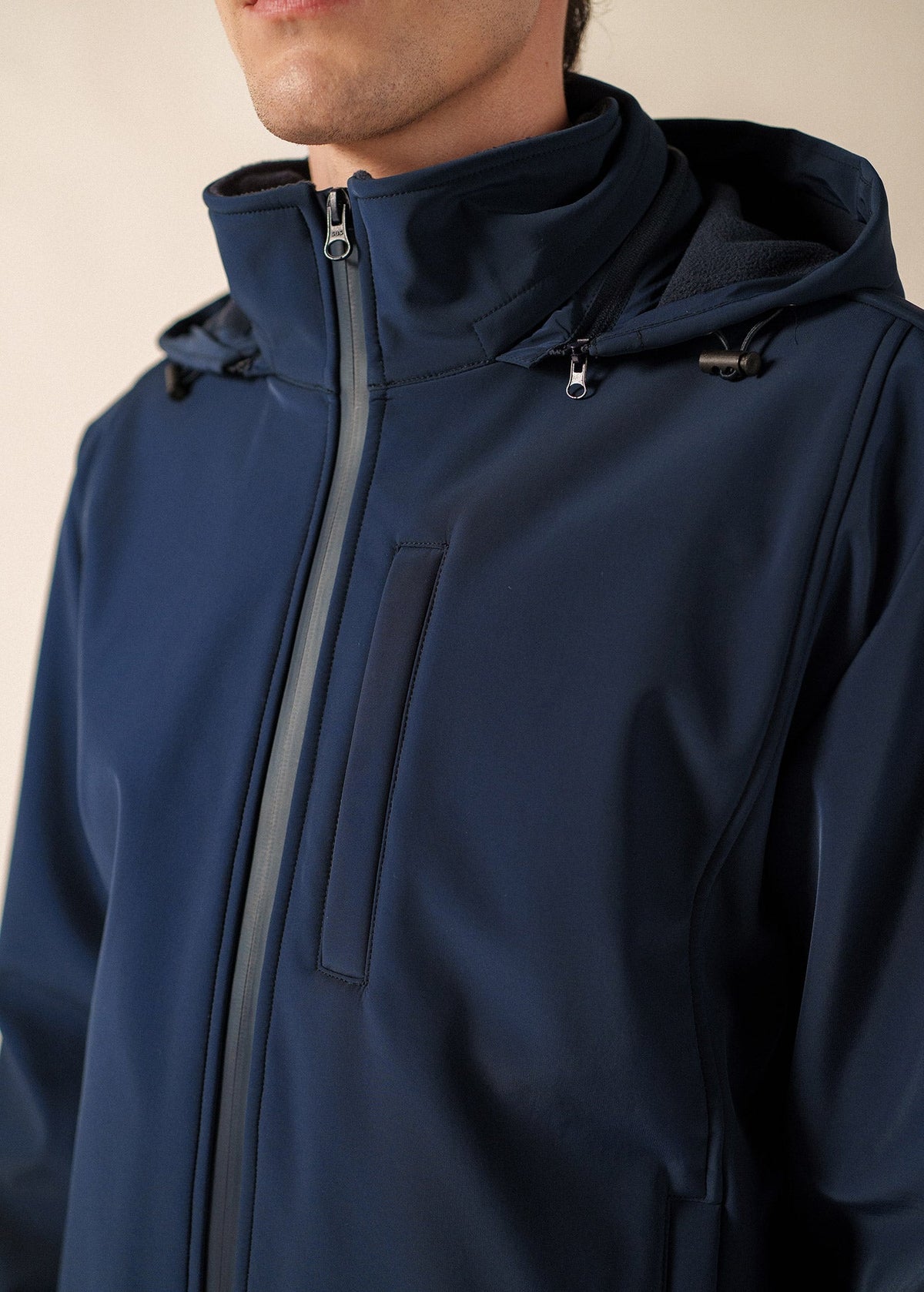 Men's Navy Harrington Jacket – Lightweight Zip-Up Blouson, Ribbed Collar
