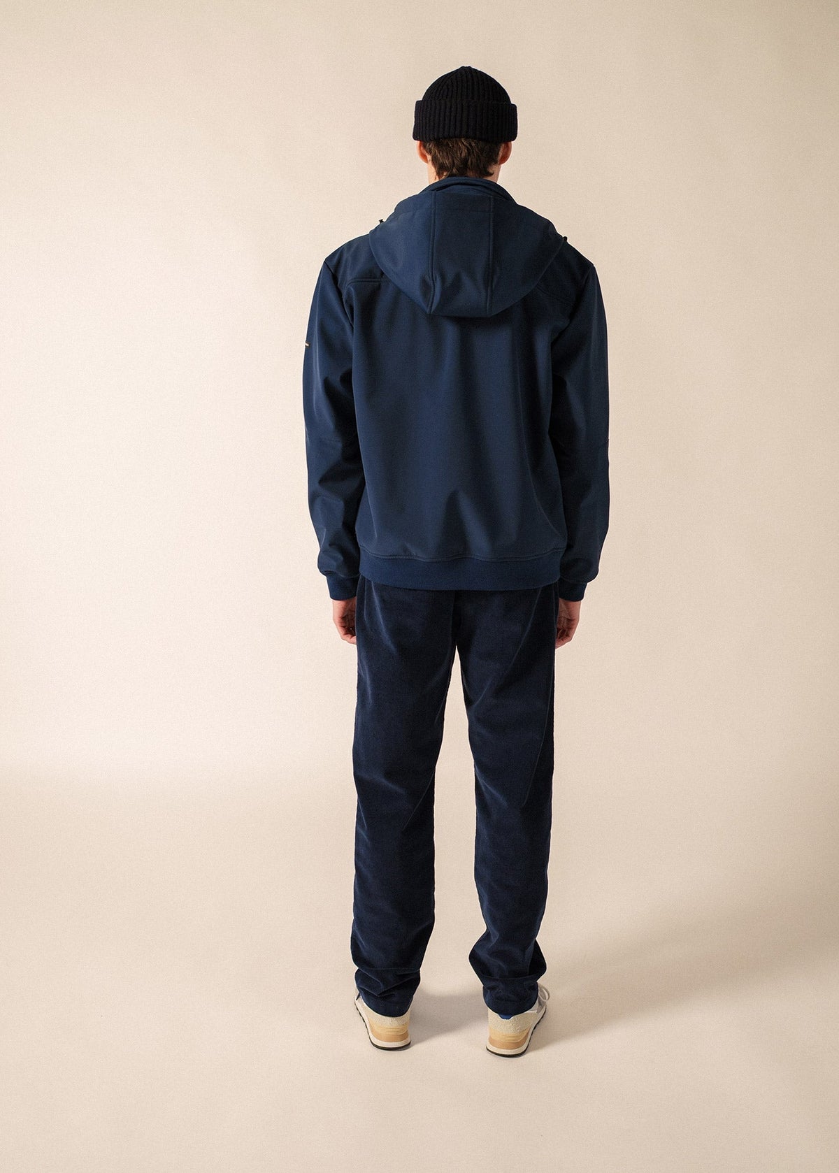 Men's Navy Harrington Jacket – Lightweight Zip-Up Blouson, Ribbed Collar