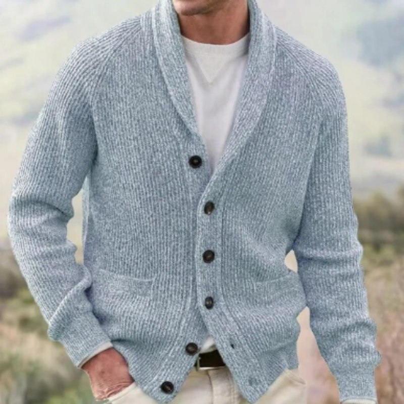 Men's Wool-Blend Cardigan – Buttoned V-Neck Vintage Knit, 5 Colours