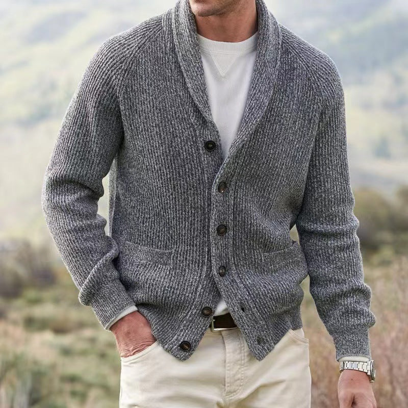 Men's Wool-Blend Cardigan – Buttoned V-Neck Vintage Knit, 5 Colours