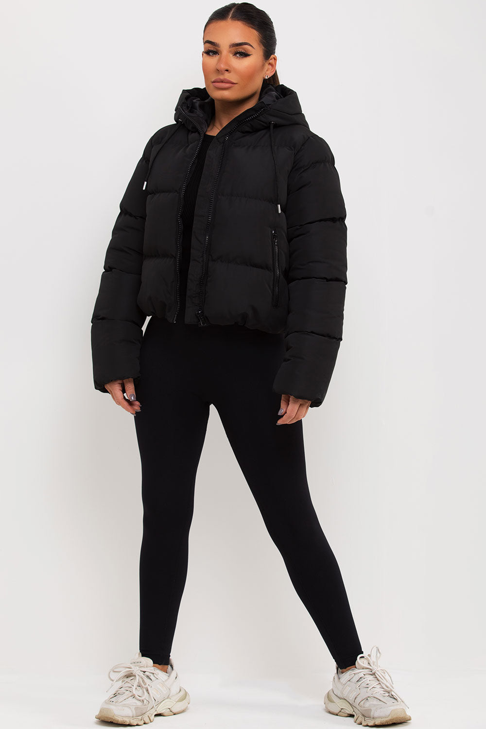 Women's Black Hooded Puffer Jacket – Short Padded Winter Jacket